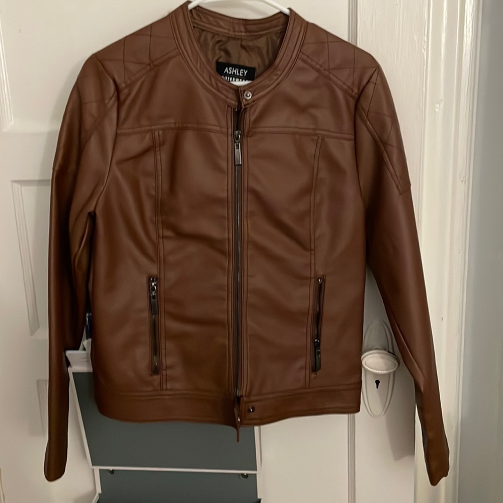 Ashley Outerwear by 26 international brown faux leather jacket